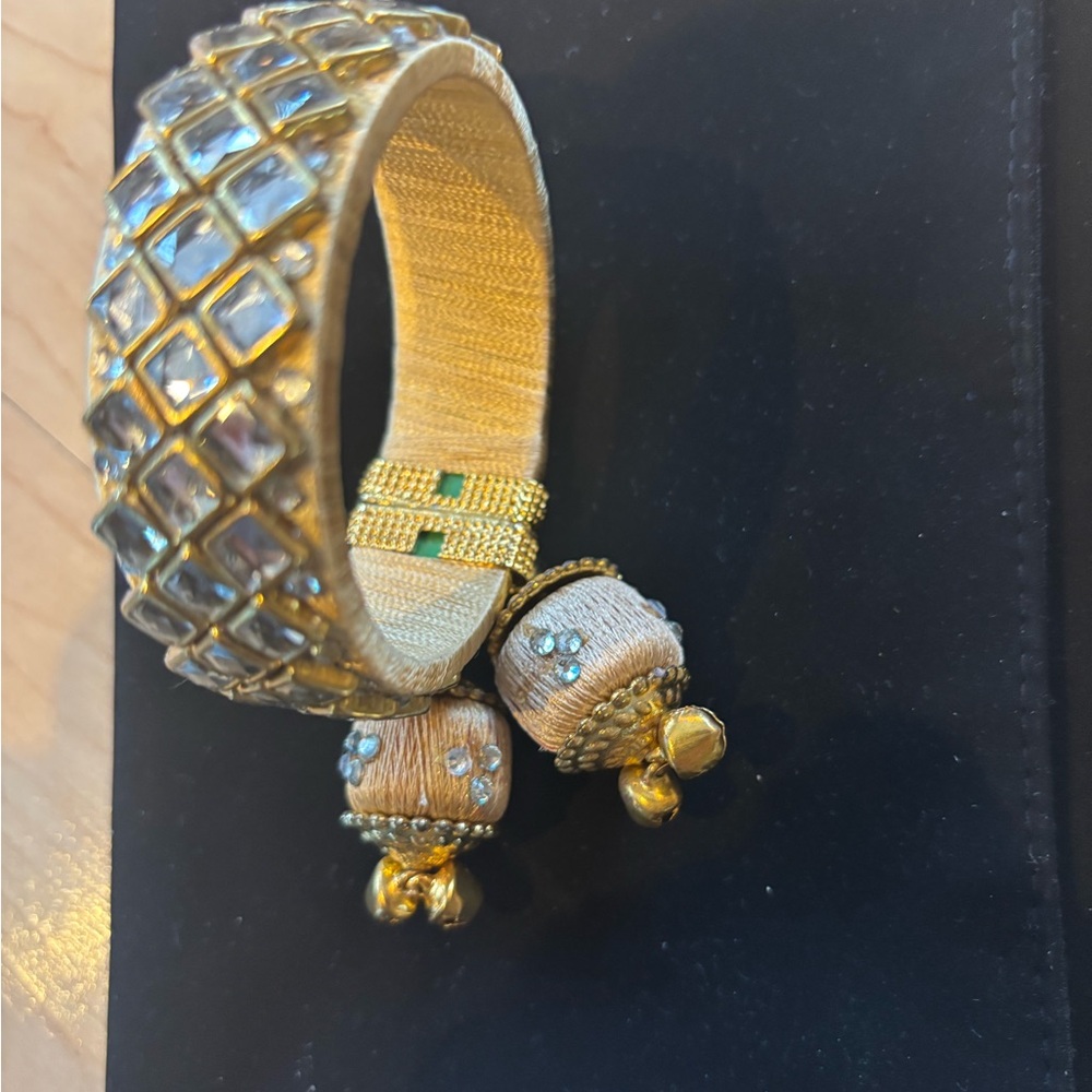 Unique,EYE CATCHING Gold&Cream Embellished Bracelet/ Bangle.New.One Normal Size